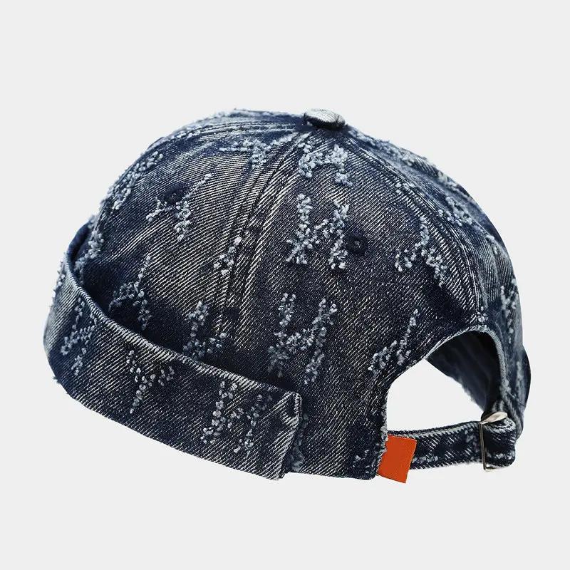 

Spring and Summer Cotton Print Docker Cap Brimless Hat Skullies Beanie Hats Landlord Sailor Cap Men and Women 33 56-60cm wear темно-синього кольору