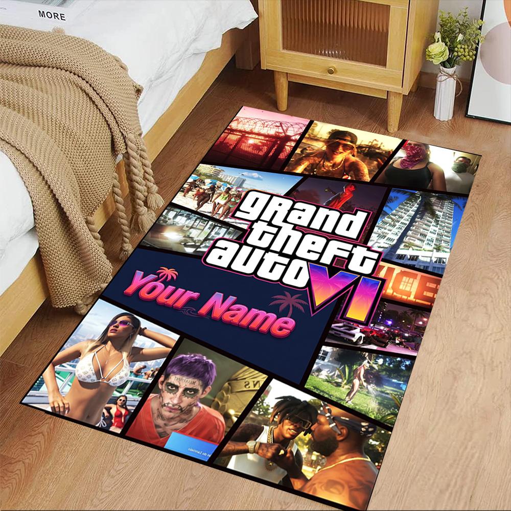 Grand Theft Auto Customize Text Floor Mat Perfect for Kitchen Bedrooms Game Room Living Rooms Anti-slip Rug Decorate Offices