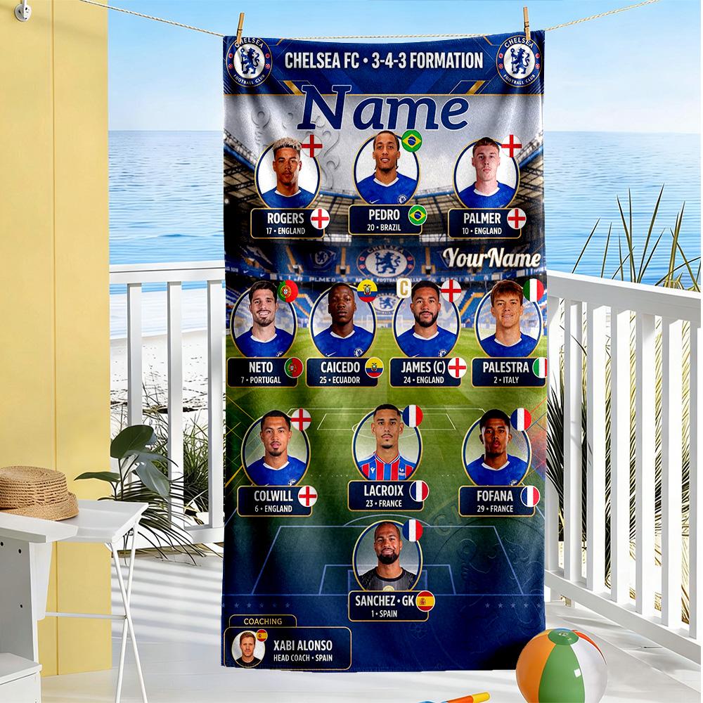 Chelsea Fc Customize Text Beach Towel Soft Durable Quickdry Suitable For Sports Travel Swimming Yoga Bathroom Beach And Pool