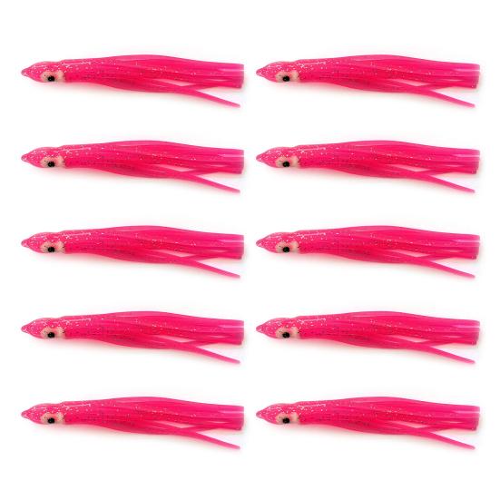 

10 шт., 9 см/2 г, мягкая юбка в виде кальмара, светящаяся реалистичная силиконовая приманка для троллинга в морской воде, искусственное свечение, приманка для осьминога, аксессуары для рыбалки 9cm розовый