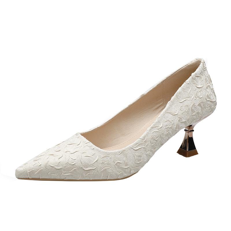 High heels stiletto new pointed temperament black work shoes women's simple small heel single shoes