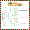24 PCS Green Hanging Swirl, Sparkle Ceiling Hanging Decorations, Plastic Streamer Party Decorations with Double-Swirls and Single-Swirls for Birthday
