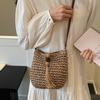 Yogodlns Women Handmade Straw Woven Small Saddle Bag Fashion Crossbody Shoulder Bag Ladies Simple Design Summer Travel Beach Bag
