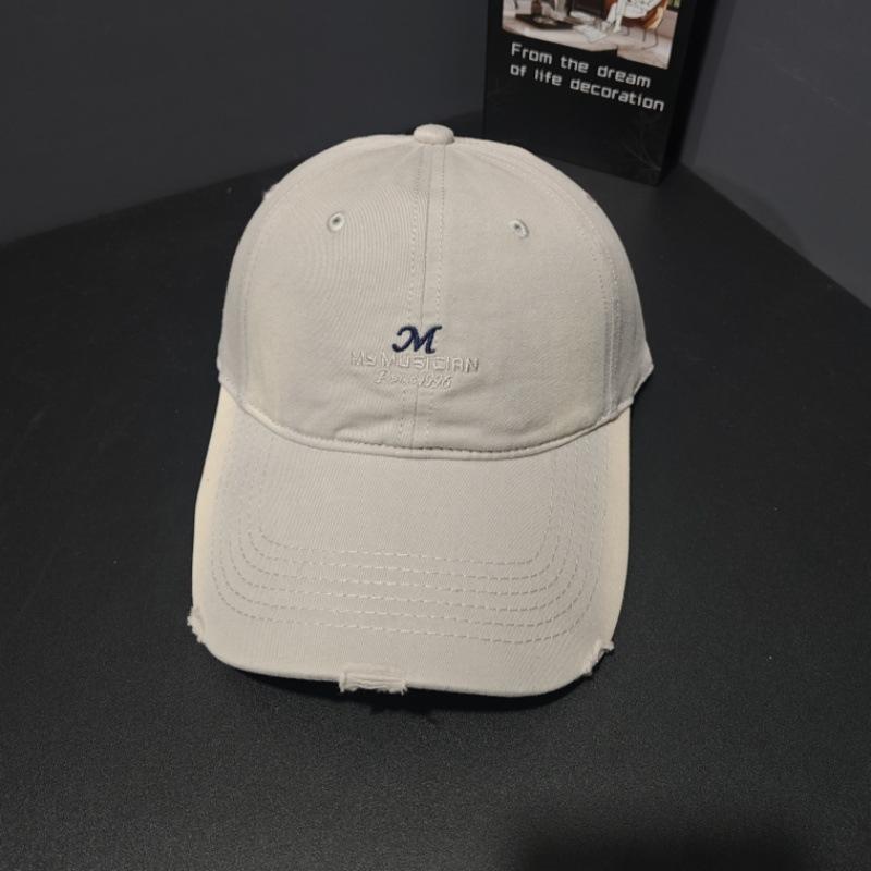 Spring and summer big head circumference embroidery letter M baseball hat versatile wide brim showing small holes in the face peaked cap