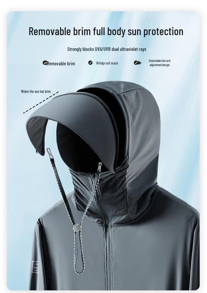 Hooded Ice Silk UV Protection Jacket for Men & Women - Summer Breathable, Lightweight, and Sun Protection Clothing for Outdoor Activities