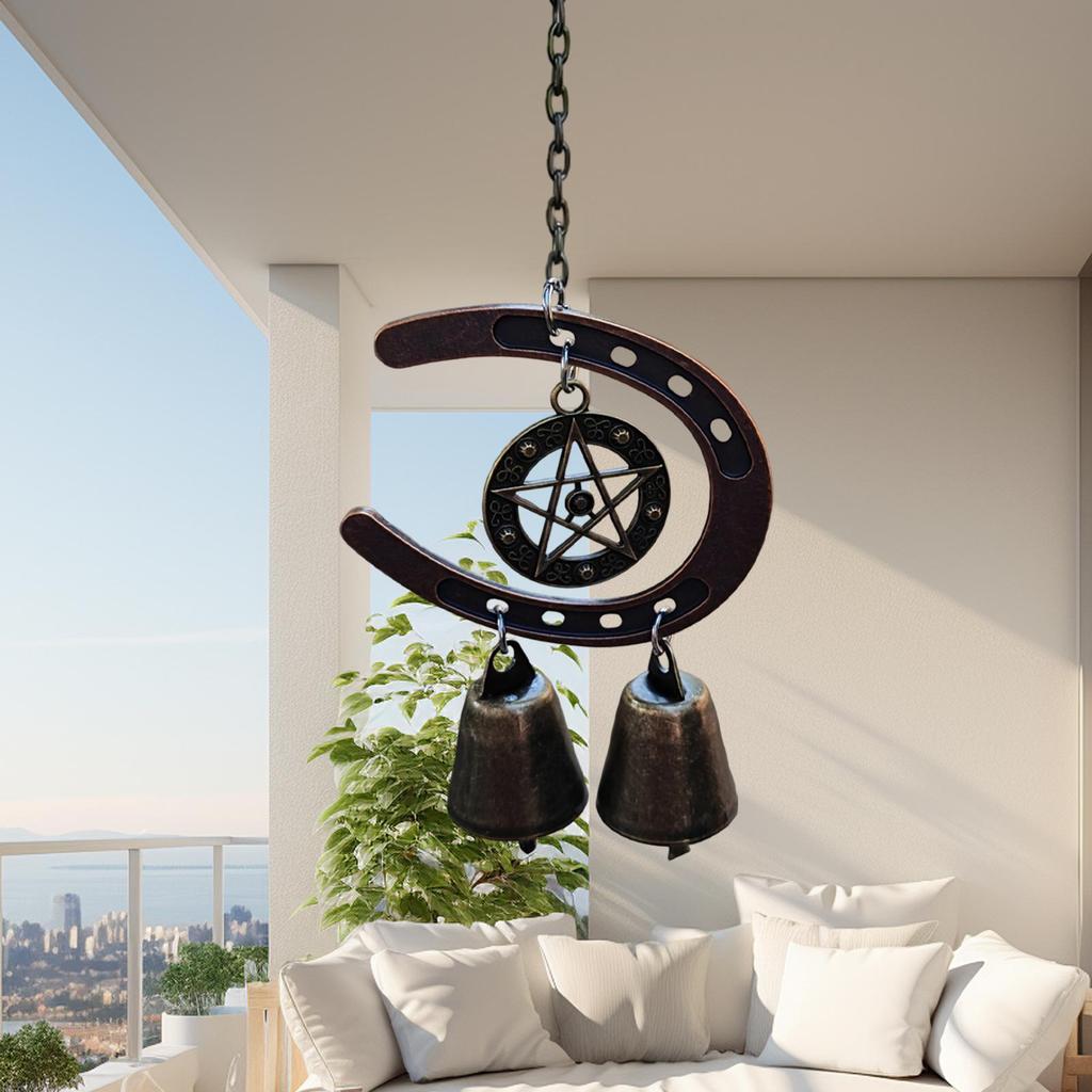 Wind Chimes Alloy Anti-Rust Fade-Proof Compact Decoration Horseshoe Windchime Ornaments for Family Home Ranch Bar Indoor