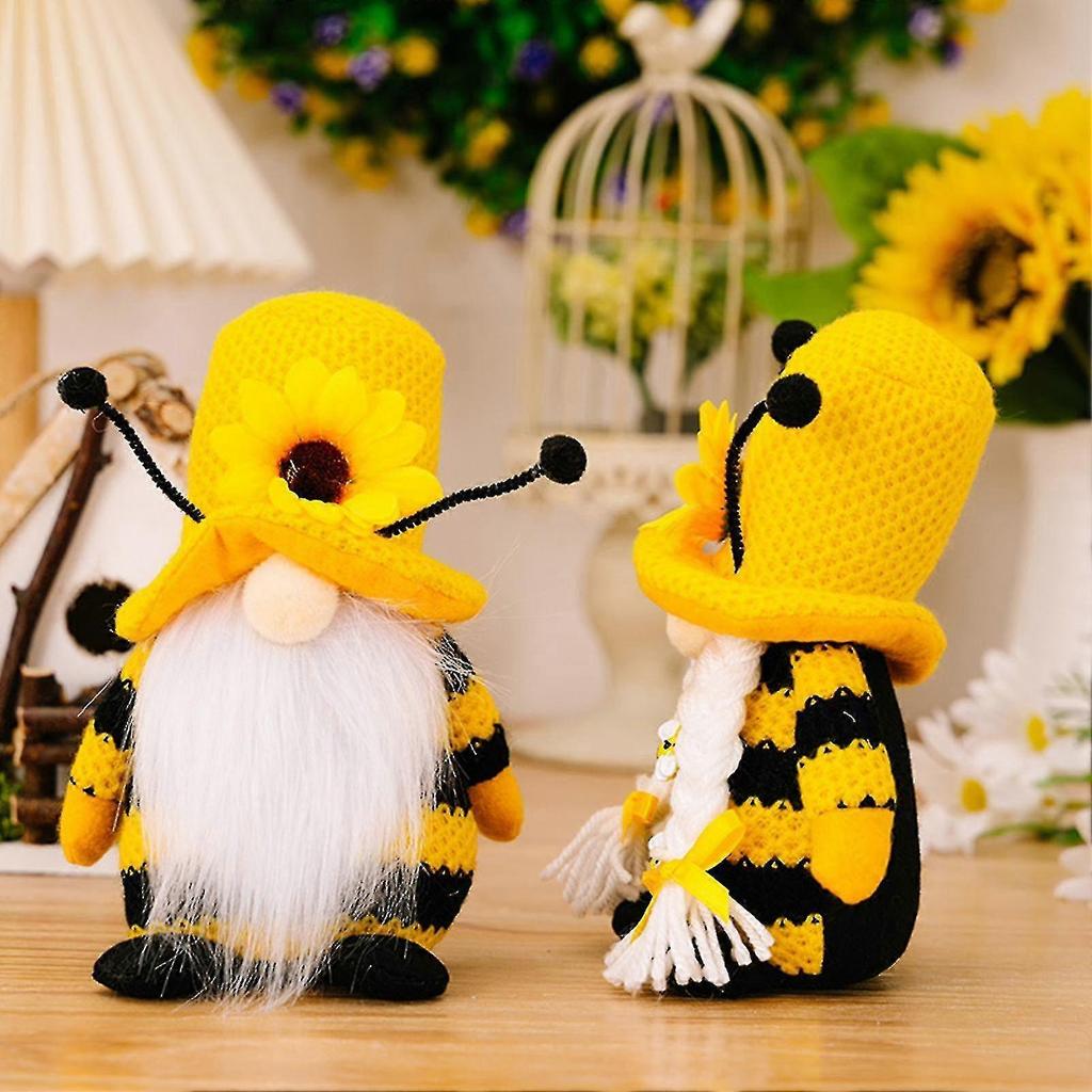 Gnome Ornament Bee Day Theme Soft Texture High Resilience Stuffed Non-shedding Sunflower Tentacle Faceless Doll Home Decoration TY