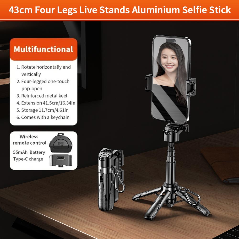 3-in-1 Portable Phone Mount Tripod Selfie Stick With Detachable Wireless Remote Usb Charging For Landscape Portrait Shooting