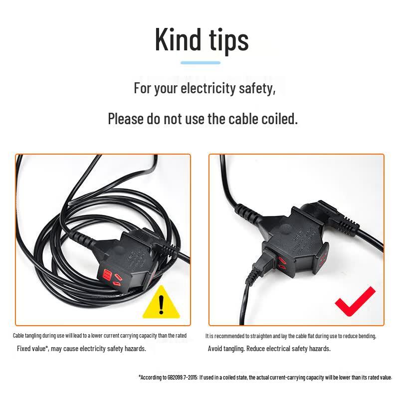 TOWE Anti-Fall 3-Outlet Power Strip with Extension Cord