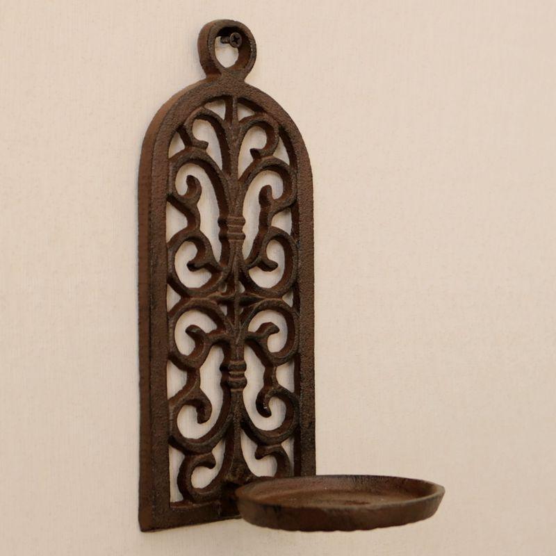 Vintage European Style Cast Iron Hollow Candle Holder, Nostalgic Courtyard Romantic Creative Home Wall-Mounted Candle Stand