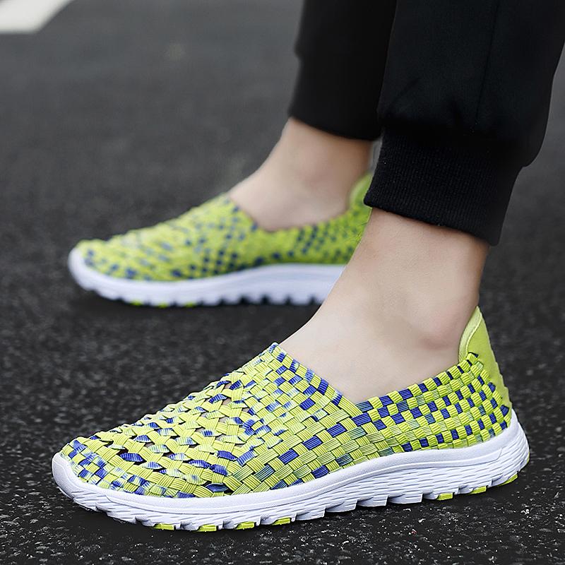 

Летние мужские кроссовки, черные, плетеные, пляжные, мягкие, легкие, спортивные туфли, повседневные, тканые, дышащие, без застежек, для папы 44