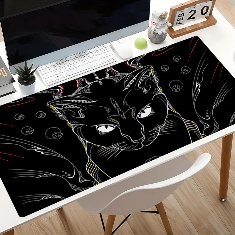 Cartoon Black Cat Mouse Pad Kawaii Office Table Mat Large Gaming Accessories Rubber Keyboard Pad Pc Computer Extended Mousepad