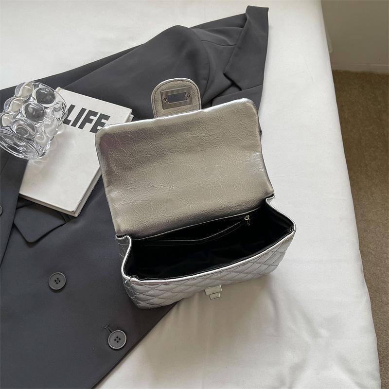 New High-end Solid Color Rhombus Chain Bag Versatile Portable Single Shoulder Oblique Span Women's Bag