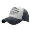 New washed wolf head embroidered baseball cap men's casual versatile sunshade cap color matching old hat