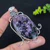 Natural Russian Charoite Gemstone 925 Sterling Silver Pendant 3.43" K9o97