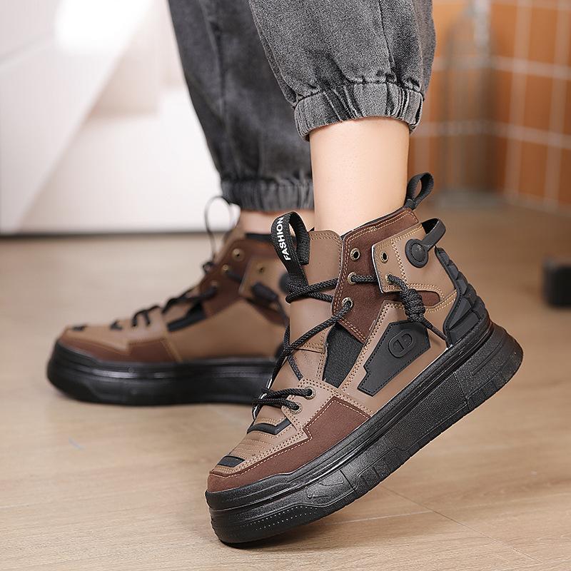 European Station Ins Wind Trend Men's Shoes Color Matching Thick Sole Heightening Help Fashion Board Shoes Casual Sports Shoes Tooling Boots