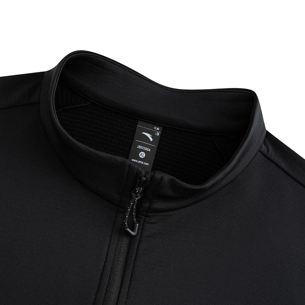 Anta Outdoors Long Sleeve Knitted Shirt Winter T-Shirt Men Tops Basic-Black 952546403-2