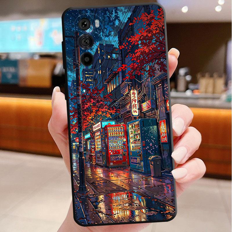 Japan Anime Street View Landscape Phone Case For Motorola Edge 60 50 40 Pro 60 50 40 30 Ultra Neo Fusion Moto G Play G Stylus G