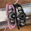 Unisex Handmade Sun & Moon Gemstone Leather Bracelet