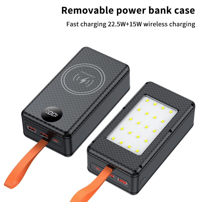 12*21700 Battery Holder 10W 22.5W Fast Charging 15W Wireless Charging Diy Power Case Dual Usb Type C Charge Box With Led Light