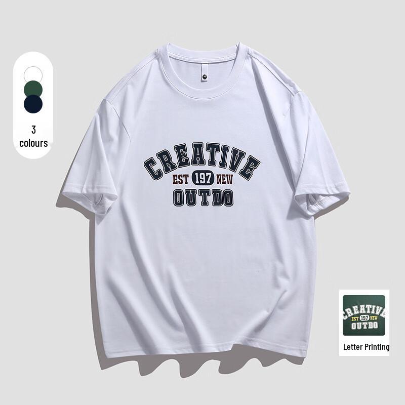 JIAOXIU Men s Letter Print Five-Sleeve T-Shirt M