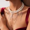 Geometric Round Flower Pearl Clavicle Necklace: Retro European & American Design