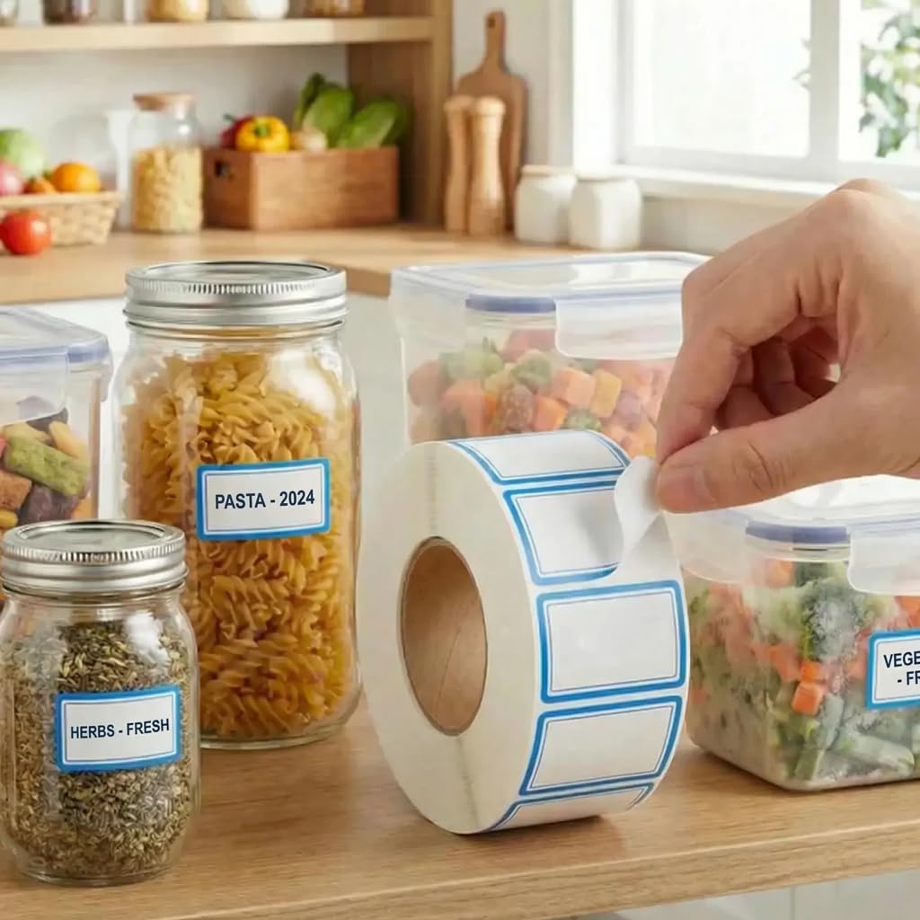 500 Pcs Premium Removable Freezer Labels - No Residue, Reusable & Waterproof | Perfect for Food Storage Containers, Mason Jars, Freezer Bags & Cold