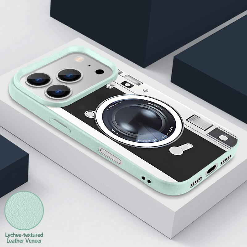 Vintage Camera Pattern Case For iPhone 17 18 Pro Max iPhone 16 15 14 13 Pro Max 17E Leather Texture Soft Silicone Phone Cover