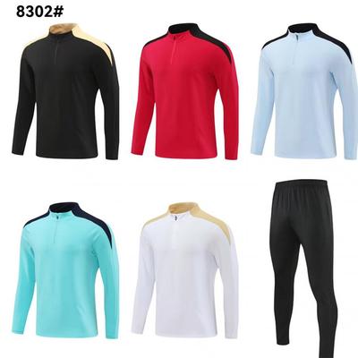 Cross-border Half-pull Long-sleeved Football Jersey Set Printed Adult Jersey Spring Autumn and Winter Long-sleeved Training Jersey Sportswear Jacket