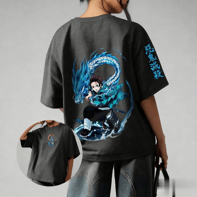 Fashion Y2K Demon Slayer Anime Super Large Mens SpringSummer New Product Casual Tshirt