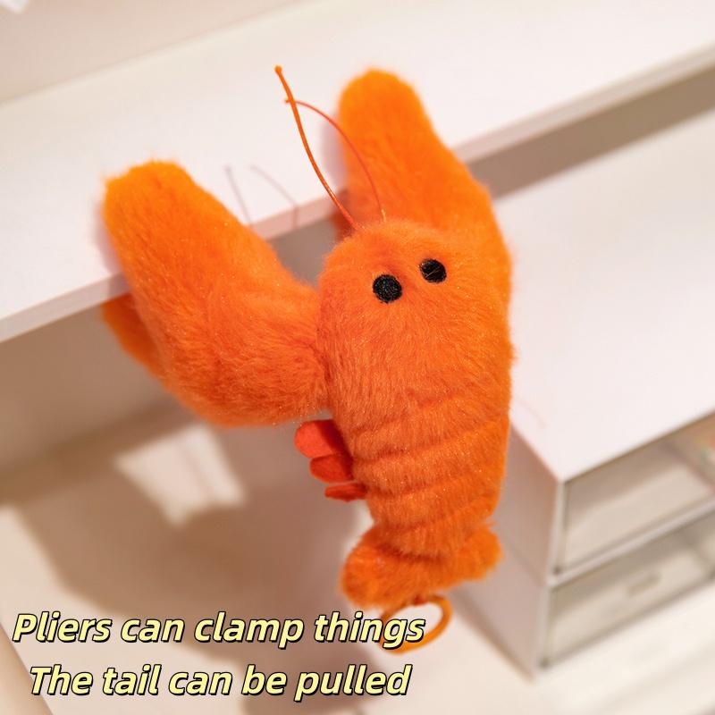 15cm Cute Lobster Plush Toy Pliers Can Clamp Things The Tail Can Be Pulled, Fun Lobster Pendant Keychain Backpack Decor