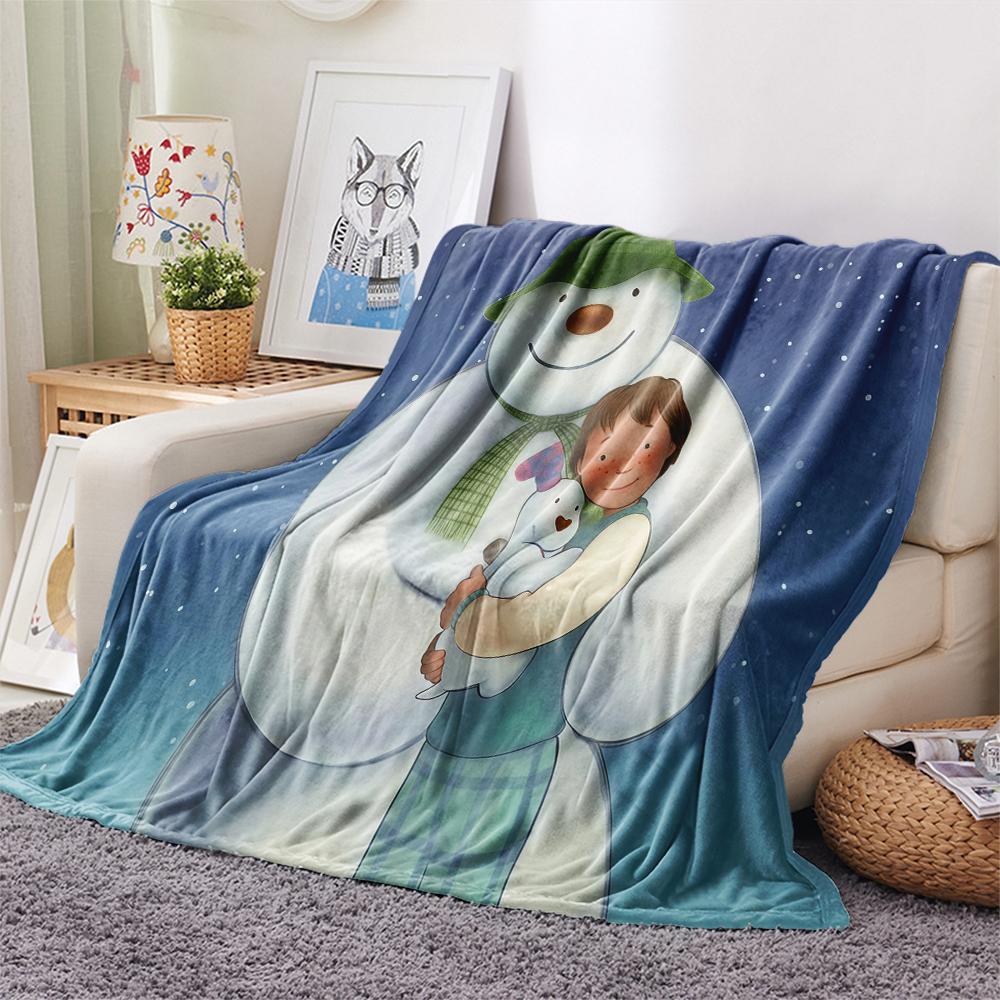 1PC The Snowman Print Flannel Blanket, High quality All Seasons, Home Decor, Warmth and Comfort, Perfect for Christmas Gifts