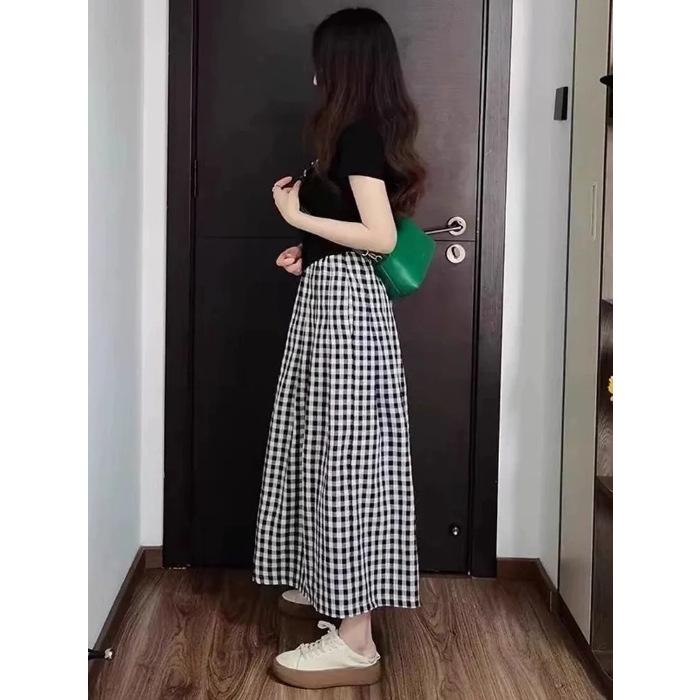

Plus Size Plaid High Waist Culottes for Women - Slimming, Lightweight, Summer Skirt (85-300 Jin) Small