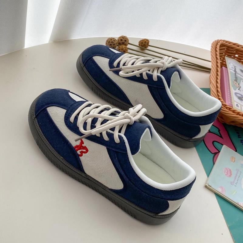 

2025 новые ретро кроссовки Dexun женские туфли ins простой дизайн корейская версия тренд универсальные белые туфли повседневные кеды 35 темно-синий