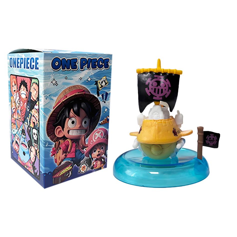 One Piece blind box 1-8pcs Anime Ship Figure Luffy Model Toy kawayi Mini Boat Pirate Ship Navy Going Merry Boat  Assembled Model