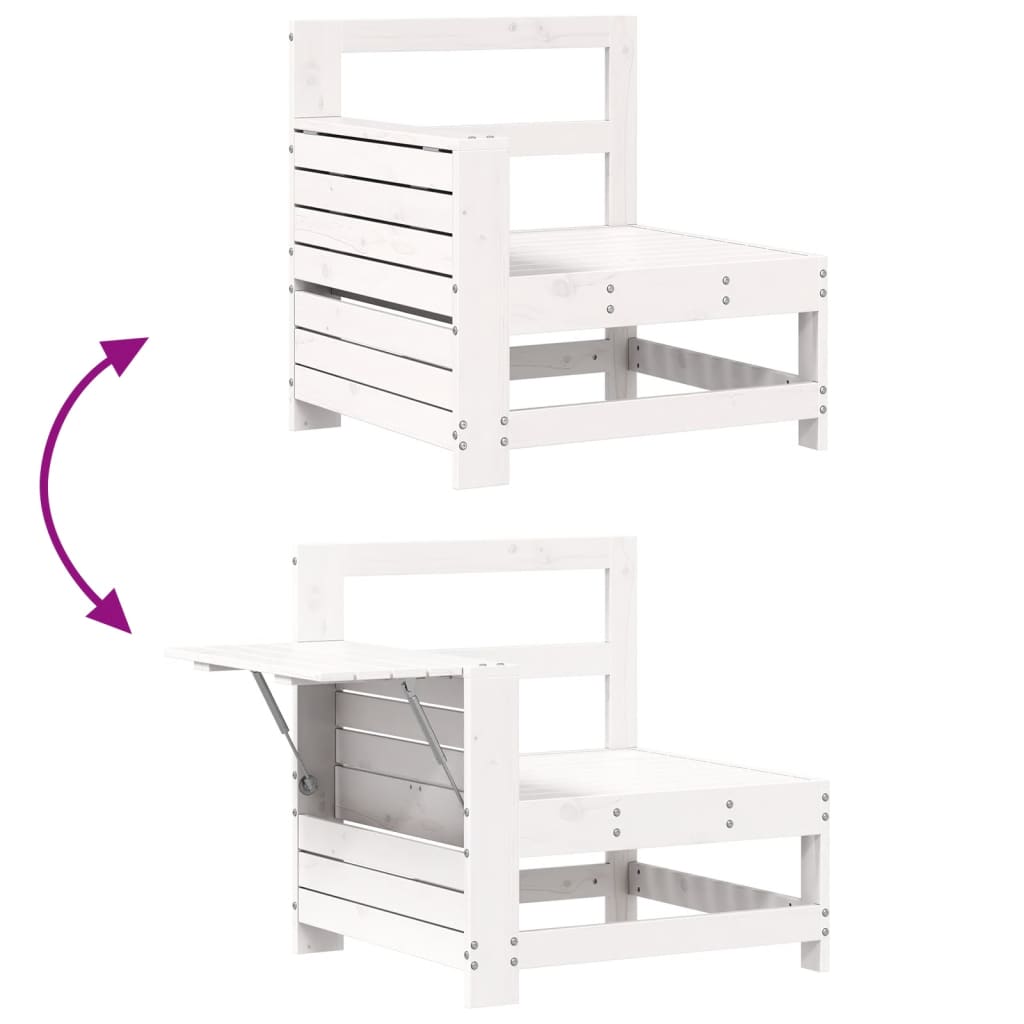 Garden Sofa with Armrests and Side Table Solid Pine Wood