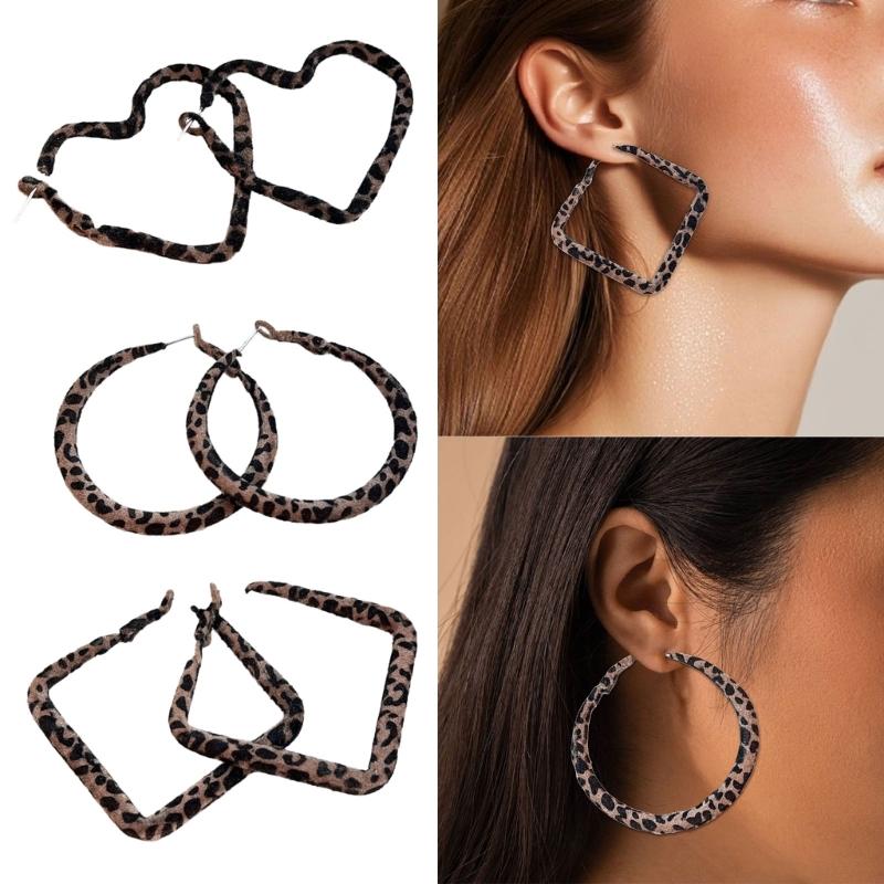 Lightweight Animal Pattern Geometric Dangle Earrings With Soft Flocking Finish Comfortable Wear Ear Accessories