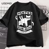 Funny Black Cat T-shirts Cotton Causal Loose Tshirt Printed Round Neck Short Sleeve Cat Lover T Shirt Harajuku Streetwear