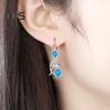 1 Pair Korean Style Hook Earrings Dolphin Design Shiny Rhinestones Drop Earrings Women Mid-length Earrings