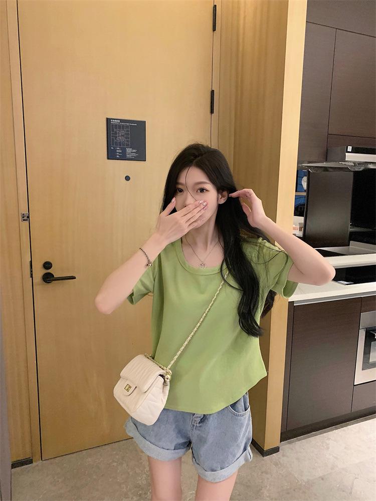 Plus Size Women's Summer Slimming Irregular Short Sleeve T-shirt - Loose, Stylish Belly Covering Top