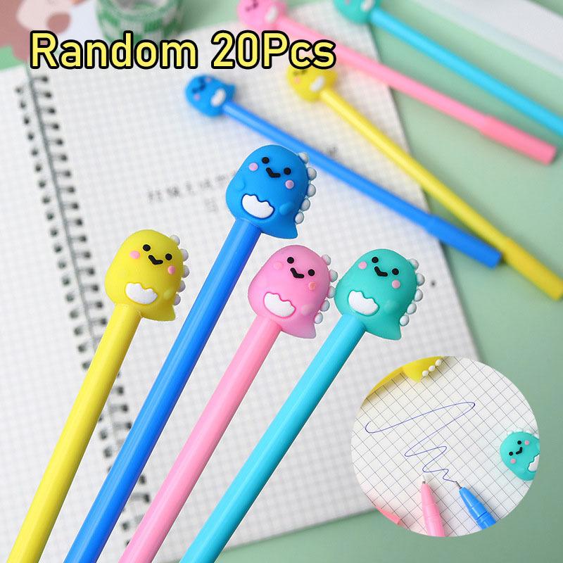 20Pcs Wholesale Creative Cartoon Soft Rubber Dinosaur Gender-neutral Pen, Student Cute Styling Signature Pen Office Supplies