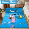 Custom Name Cowardly-Dog Adventure Rug for Living Room, Game Rooms, Office, Bedroom, Floor Mat Playful Design, fan gifts Christmas decor