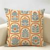 Medieval Revival Tile Cushion Cover Durable Hypoallergenic Organic Linen Short Pillow Cover Washable