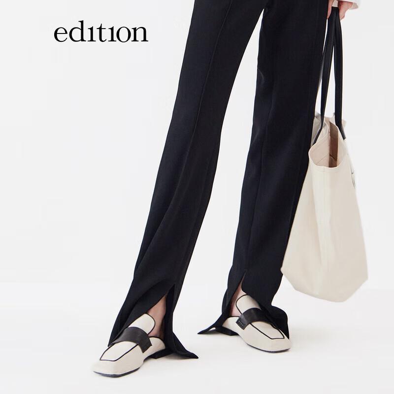Edition Women's Black Slit Hem Acetate Blend Trousers