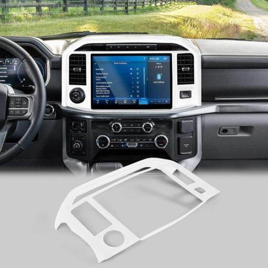 Center Dash GPS Navigation Radio infotainmen Cover Trim For Ford F150 +White