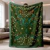 1pc William Morris Vintage Bohemian Floral & Print Flannel Blanket - Green Multicolor Ultrasound-pressed Throw, Lightweight 330GSM Bedspread for Couch