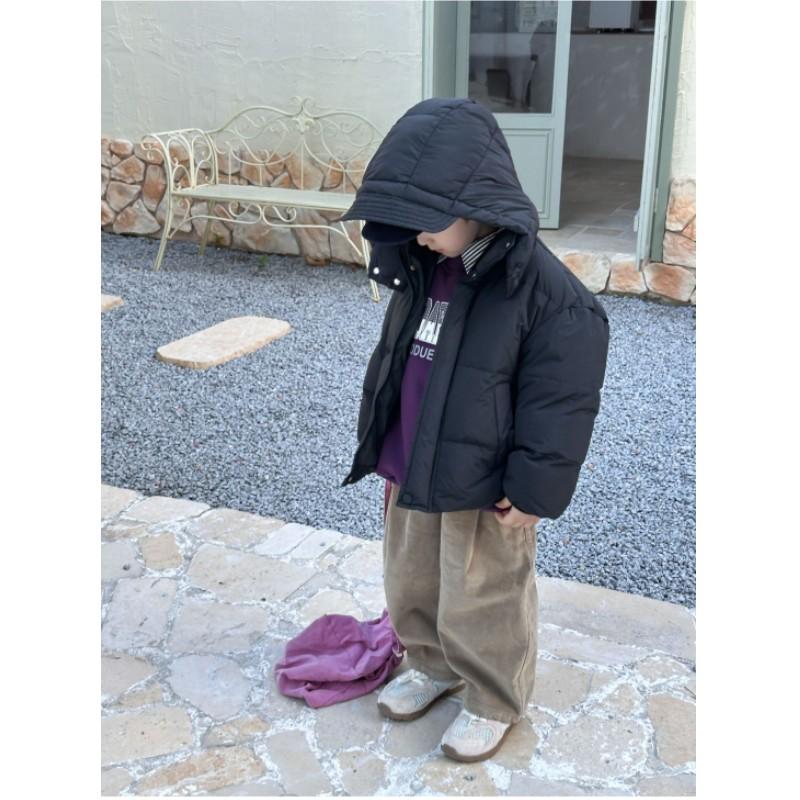 Children's Winter Hooded Thickened Bread Clothing Middle and Large Children Solid Color Short Section Cold White Duck Down Jacket