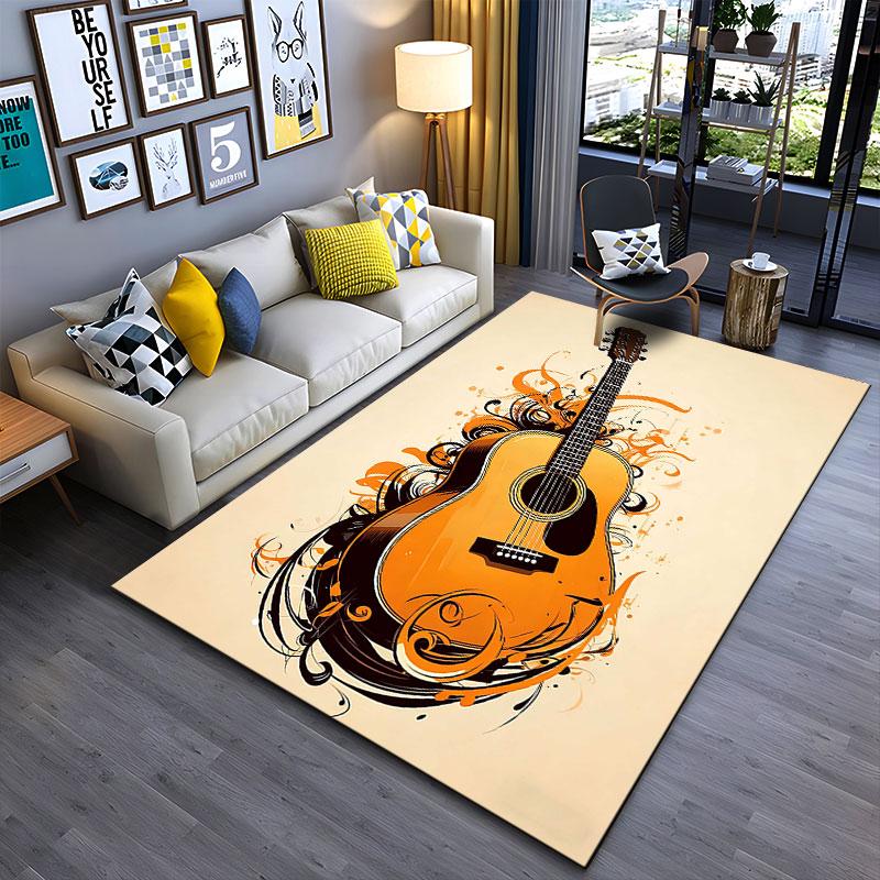 Abstract Guitar Art Design Carpet suitable as a non-slip mat for the living room or bedroom sofa