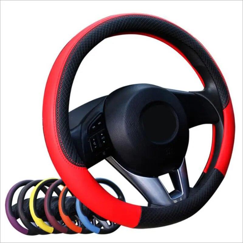 Car Steering Wheel Cover PU Leather Cover Comfort Grip Standard 38 Cm Anti-Slip Automotive Accessories Factory Direct Selling