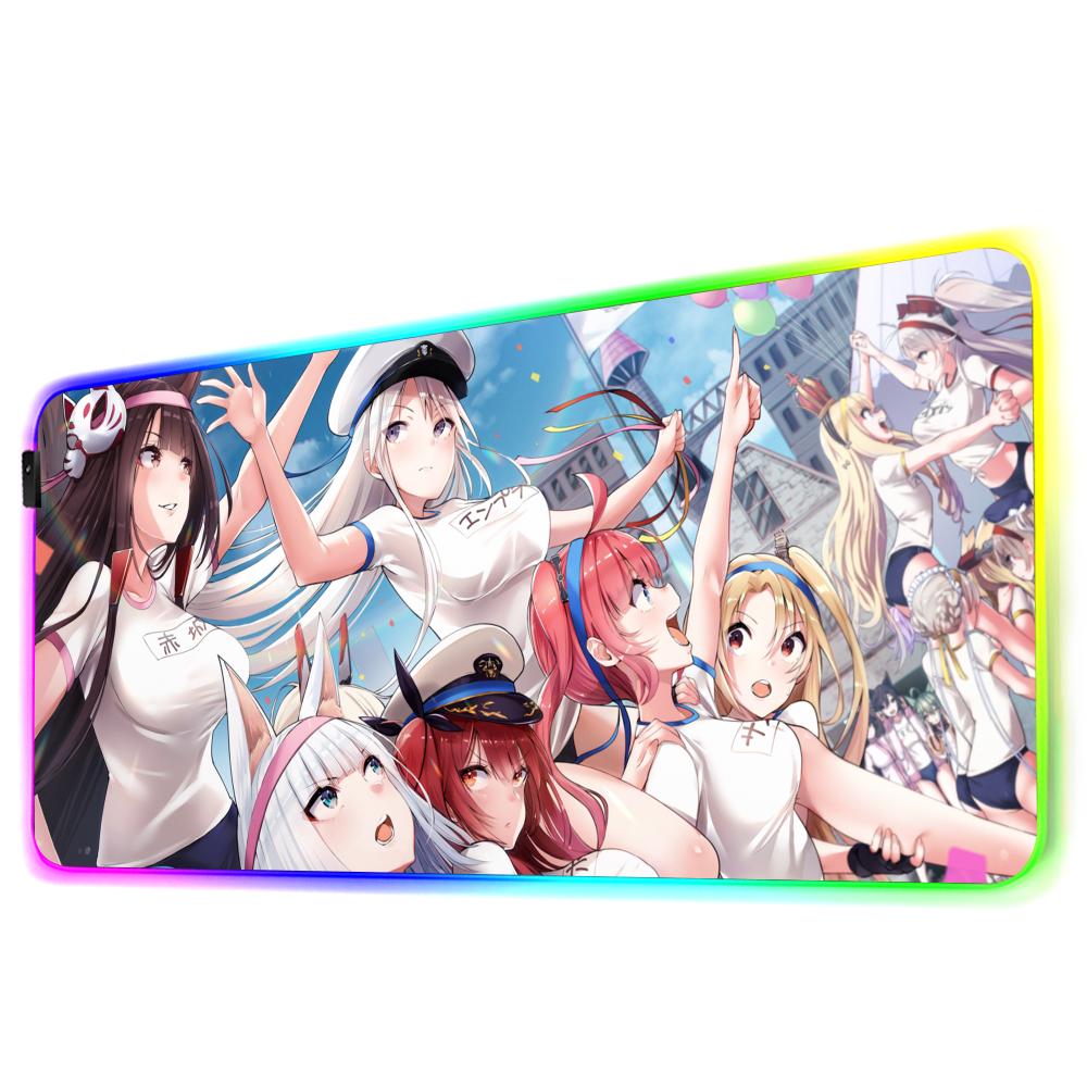 azur lane Mouse Pad RGB Gaming Mousepad Big LED Pad PC Desk Mat Luminous Mouse Pad Large Keyboard Mats Table Rug With Backlit